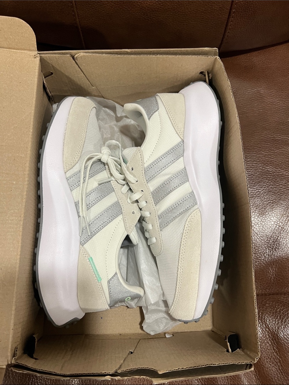 adidas Women’s Run 70s Sneakers in Cream and Light Gray - Picture 11 of 12